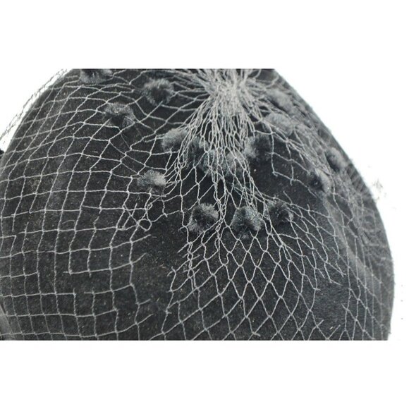 Cherry and Webb Mid Century Black Imported Fur Ribbon Netted Bucket Dress Hat main image 4